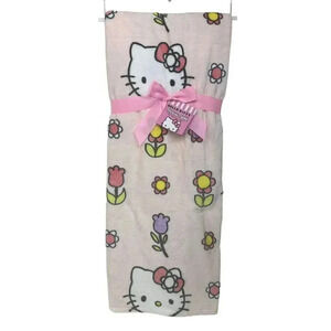 Hello Kitty Spring Flowers Plush Throw Blanket 60 X 70 Easter Pastels
